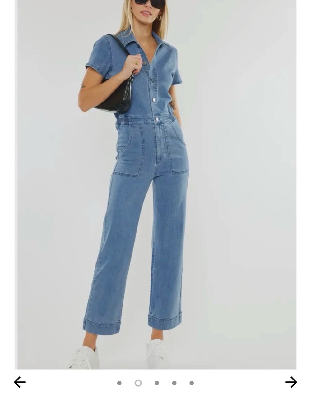 Light Blue Denim Short-Sleeve Jean Overalls for Women